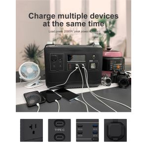 Ups Lithium Portable Power Station Lifepo4 Solar 2000W 1000 Watt Two-Way Quick