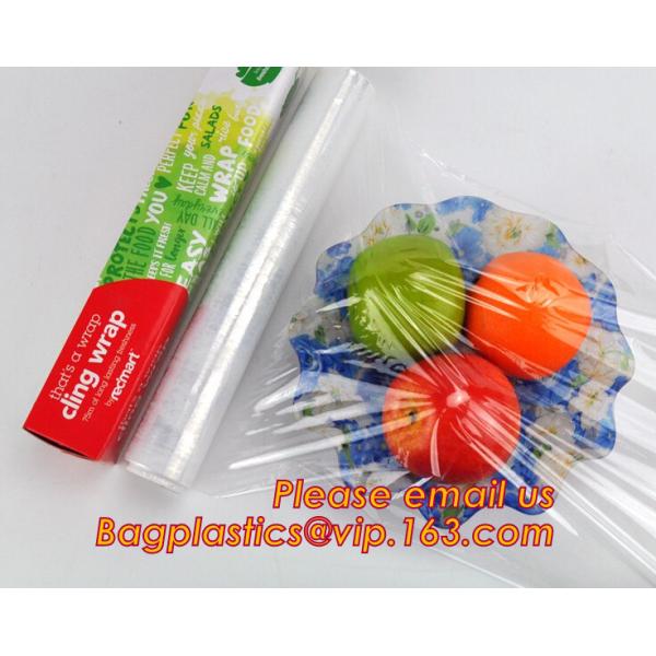 Waterproof transparent pe pvc 12mic 30cm customized food wrap,China stretch