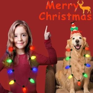 Three adjustable brightness neck hanging light necklaces suitable for various