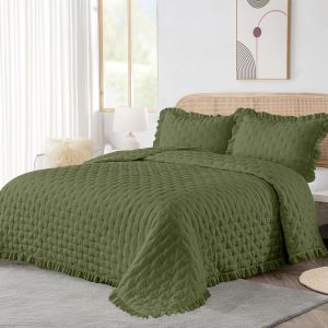 Ruffled Edge Quilted Embroidered Ultrasonic Summer Comforter 3-Piece Custom