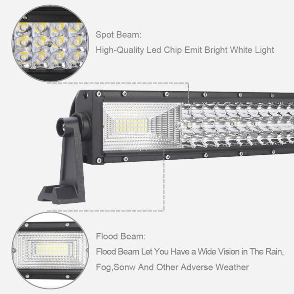 22" 34" 42" 50" Inch 3 Row Led Bar Straight Curved Led Work Light Bar For ATV 4WD SUV Truck 4x4 Offroad Combo Drive Lamp