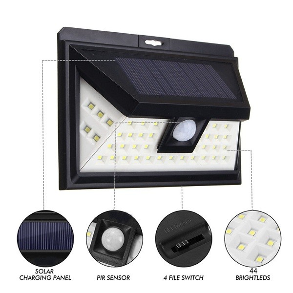 Quality Integrated Solar Energy 100 LED IP65 Outdoor Solar Wall Lamp Wireless With Motion Sensor for sale