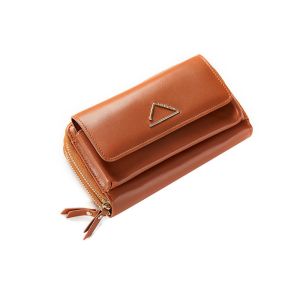 Solid Color Diagonal Shoulder Bag Mini Wallet With Fashion Triangle Hardware