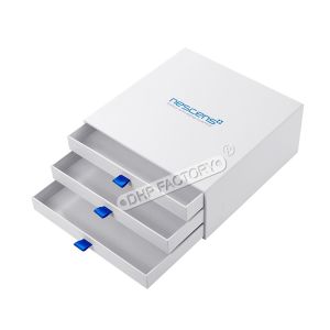 Customization Rigid Drawer Box With Ribbon Handle Gift Packaging Box