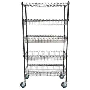 18" X 36" X 69" Black Epoxy 4 Wire Grid Baskets And 1 Shelf Kit In Retail Shop