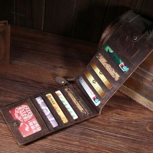GENUINE LEATHER Men's Wallet with Multifunctional Pickup Bag Retro Crazy Horse