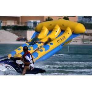 Yellow 0.9mm PVC Inflatable Fly Fish Inflatable Toy Boat For Water Game