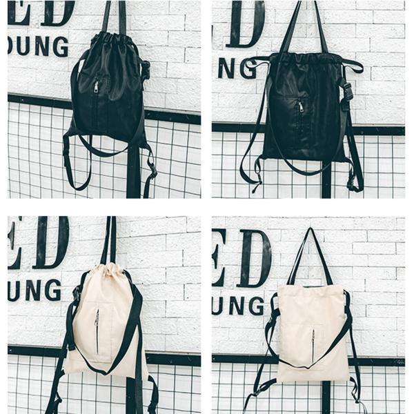 Harajuku high school students backpack rope simple Joker bundle mouth multi-purpose backpack