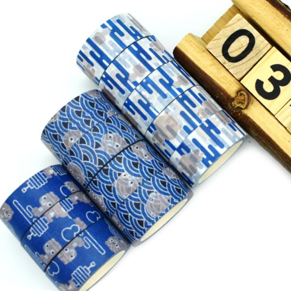 Wholesale Washi Tape Custom Printed Blue Japanese Paper Tape Colored Masking Tape