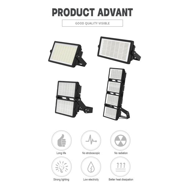 KCD High Efficiency IP66 Waterproof Remote Control LED Flood Light for Outdoor and Stadium Use