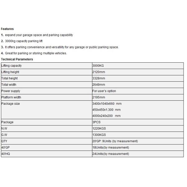AA4C outdoor 2 Post Car Parking Dual Column Parking Lift Auto Storage Automobile Parking Lift 2.3T 2.7T 3.2T