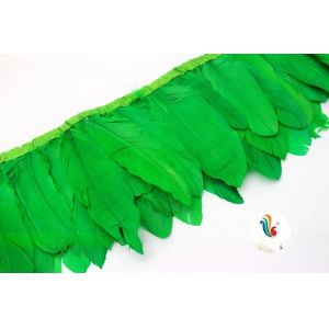 Dress Decoration Goose Feather Fringe Trim with Satin Ribbon Tapes and Dyed