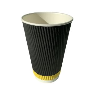 Wholesale Insulated Triple Wall Printed Paper Coffee Cups Stable PE Lining 16oz Ripple Cups from china suppliers