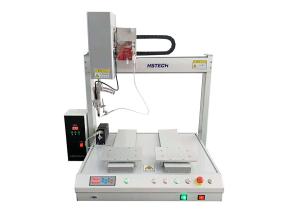 China 5 Axis Dual Table Robotic Automatic Soldering Machine With Smoke Purification Filter System on sale