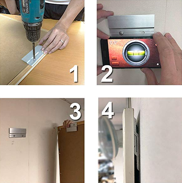 FrenchCleat Picture Hanger 4" Aluminum Z Clips Interlocking Wall Mounting Bracket Hardware Kit