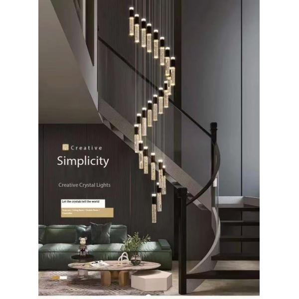 Beautiful Crystal Villa Rotating Staircase Pendant Light Modern Simple Hotel Living Room Duplex Chandelier Led Stair Light