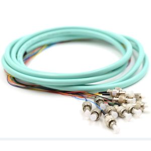 Wholesale 3 Meters Fiber Optic Pigtails Aqua OM2 / OM3 FC 12 Jacketed MM5010Gb For FTTH from china suppliers