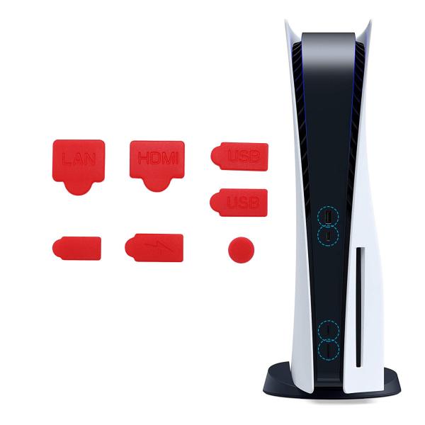 7PCS PS5 Silicone Anti Dust Plugs Set USB HDMI LAN Type-C Interface Dustproof