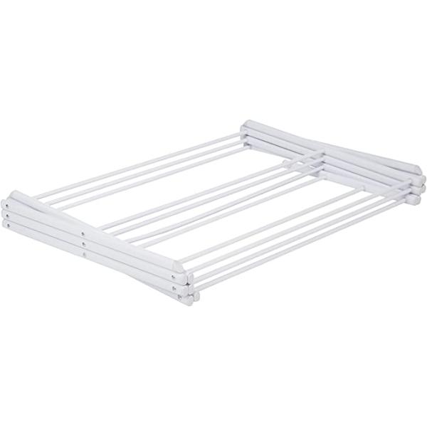 White Foldable Alloy Steel Clothes Drying Laundry Rack