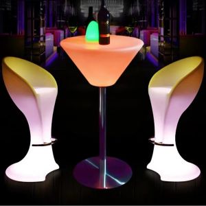 Remote Control Manual Adapter PE Plastic Illuminated LED Cocktail Table For