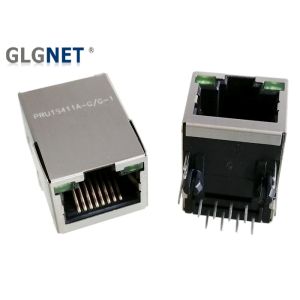 Buy cheap 1 X 1 Brass Shielded RJ45 Connector Tab Up With LED 30u " AU Plating Interface from wholesalers