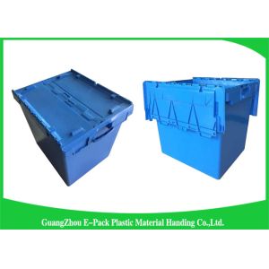 Moving Crate Plastic Attached Lid Containers for Tool , Easy To Clean 75*57*62