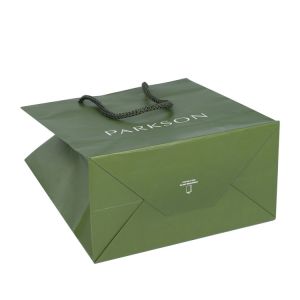 ISO9001 SGS Green Kraft Paper Bags With Handles PP Twisted
