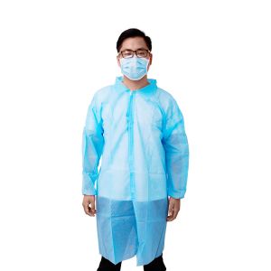 Cheap Disposable Lab Coats/ Lab Coat Jacket Disposable Light Blue With Elastic