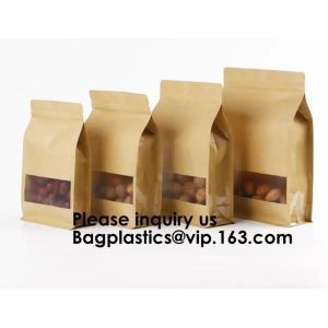 Kraft Bags With Window, Resealable Large Kraft K Food Storage Bags ,Storing Food