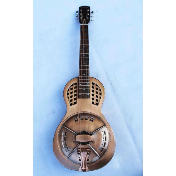 Custom Copper Finish Vintage Golden Brass Electric Parlor Resonator Guitar
