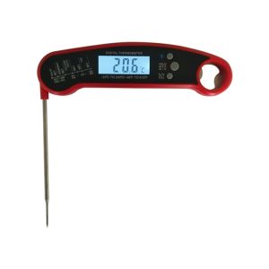 Red Plastic Housing Digital Meat Thermometer , Bbq Grill Thermometer For Smoker