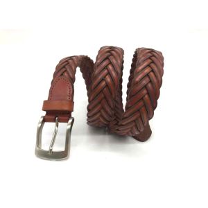 Unisex Handmade 3.3cm First Layer Leather Braided Belt