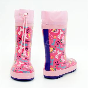 OEM Kids Mermaid Flexible Printed Rain Boots With Strap