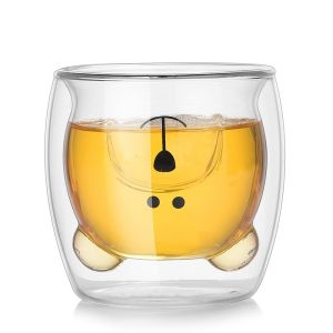 China 7oz Strong Double Wall Glass Coffee Mugs , Eco Friendly Cute Drinking Cups on sale