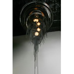 Handmade waterfall led chandelier aluminum chain tassel Black ceiling lamp