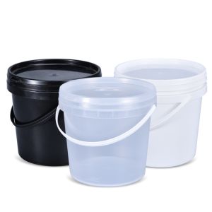 2L Plastic Pail With Handle And Lid For Food Biscuit Popcorn With Silk Screen
