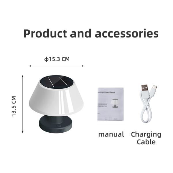 LED Solar Desk Lamp Table Light White Night Lights IP55 Garden Patio Solar Table Lamp