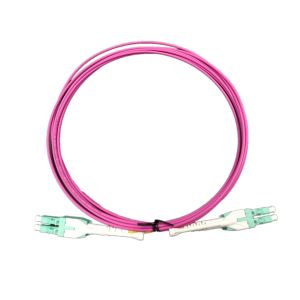 LC Unitboot OM4 Magenta Cable Duplex Optical Fiber Patch Cord 50 / 125 Pulling