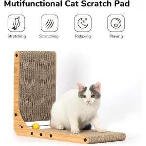 Thick Vertical L Shaped Cat Scratcher Cat Scratch Board With Catnip
