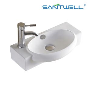 Wholesale Bathroom Ceramic Basin Sanitary Ware White Sinks Single Hole Small Size Wall Hung Above Counter Basin from china suppliers