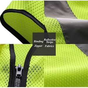 100% Polyester High Visibility Fluorescent Reflective Mesh Vest With Pockets