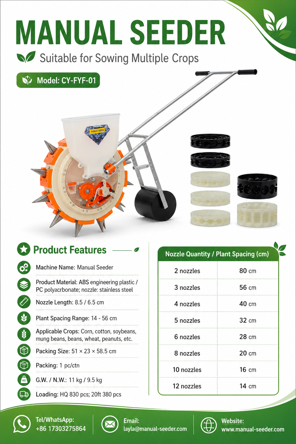 Steel Manual Seeder Machine Hand Push Planter Efficient Precise Sowing Tool
