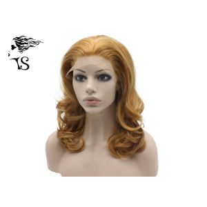 Wholesale Women Curly Wavy Synthetic Lace Front Wigs Ginger Blonde Color Natural Looking from china suppliers