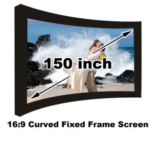 Wholesale Best Seller Home Cinema Projection Screen 150 Inch Diagonal 16:9 3D Curved Fixed Screens from china suppliers