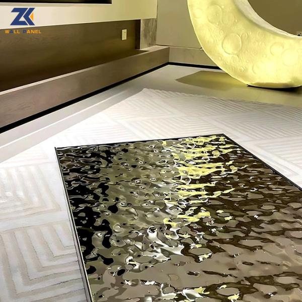 3D Water Ripple Board Eco Friendly Bamboo Charcoal Wood Veneer