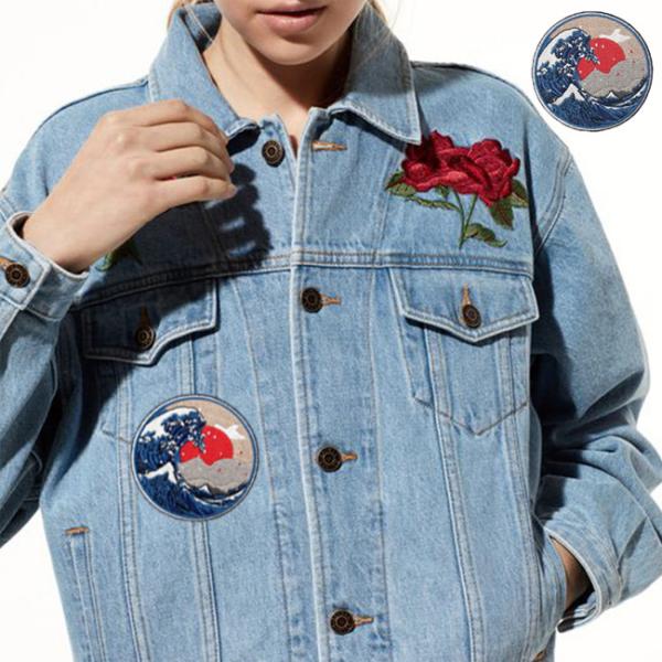 Felt Fabric Great Wave Off Kanagawa Patch For Leather Jackets