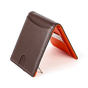 Package Weight 0.1kg Custom Bifold Genuine Leather Wallet with Money Clip and