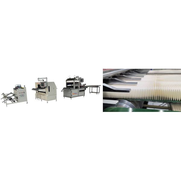 Precision fully automatic blade pleating and gluing equipment production line