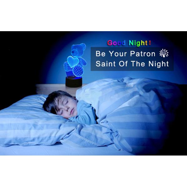 Teddy Bear 3D Night Light 7 Colors Change with Remote Control Good Night light for Nursery or Kids Bedroom