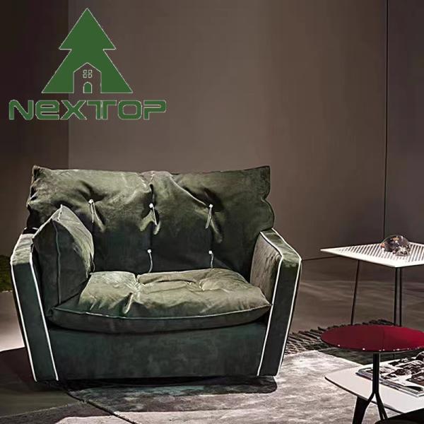 Light Green Comfortable Fabric 3 4 5 6 Seater Long Sofa Customization